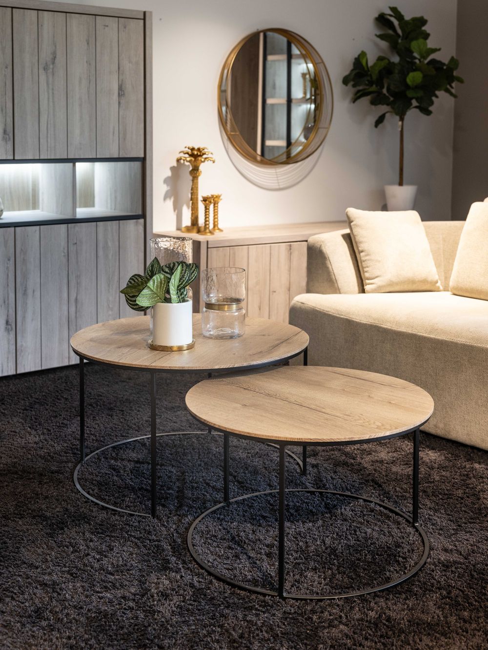 Set van 2 salontafels WINDSOR - Naturel/metaal MXF WI SA