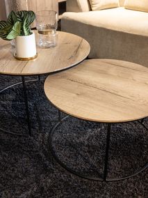 Set van 2 salontafels WINDSOR - Naturel/metaal MXF WI SA