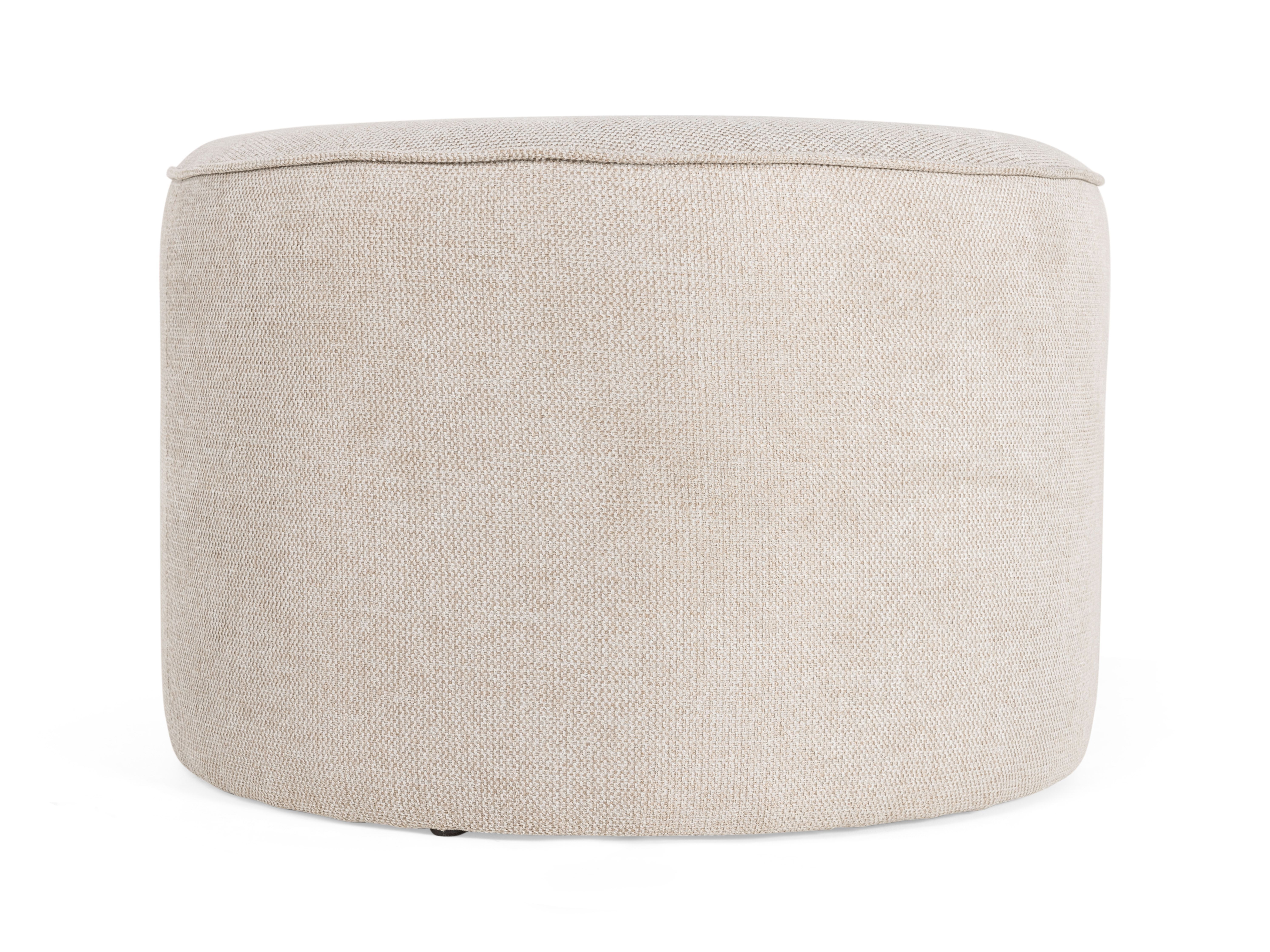 Voetbank GLASGOW in beige linnen met textuur.