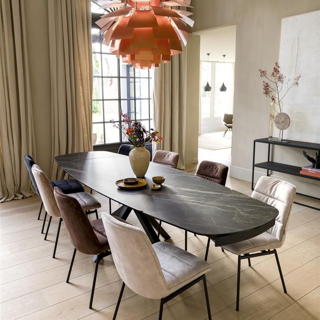 Uitschuifbare tafel MONTELLO - Zwart marmer