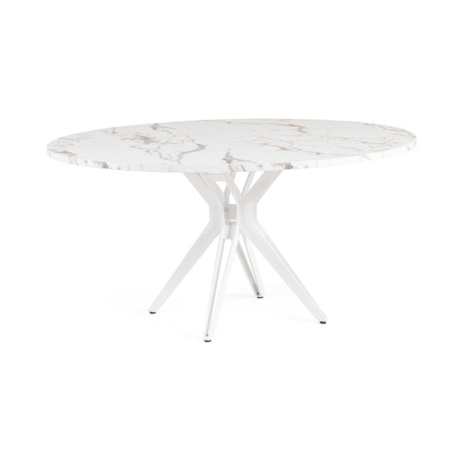 Eettafel rond CERAMIC - Wit marmer