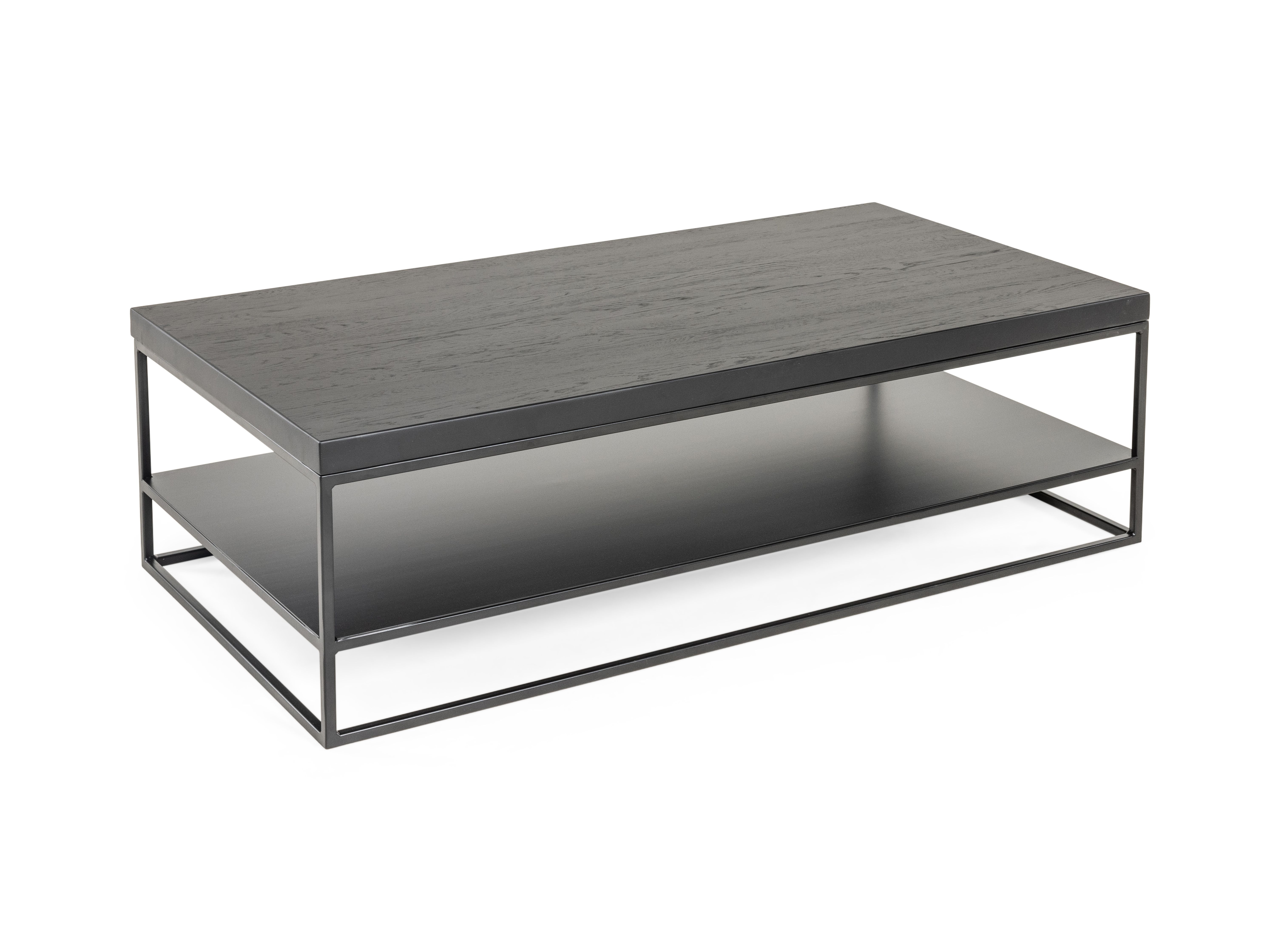 Salontafel GLASGOW - Massief eikenhout/Zwart