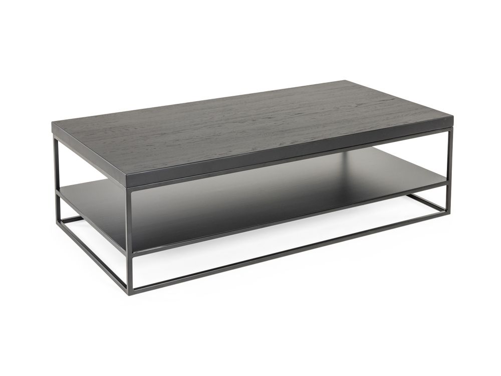 Salontafel GLASGOW - Massief eikenhout/Zwart FDF-18-000060