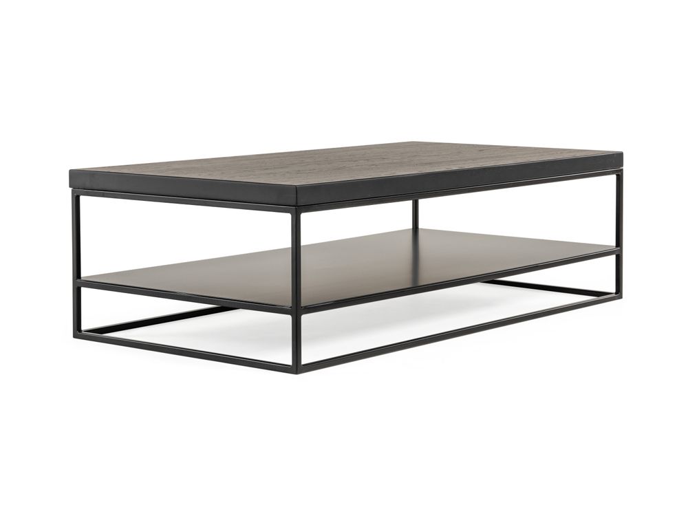 Salontafel GLASGOW - Massief eikenhout/Zwart FDF-18-000060