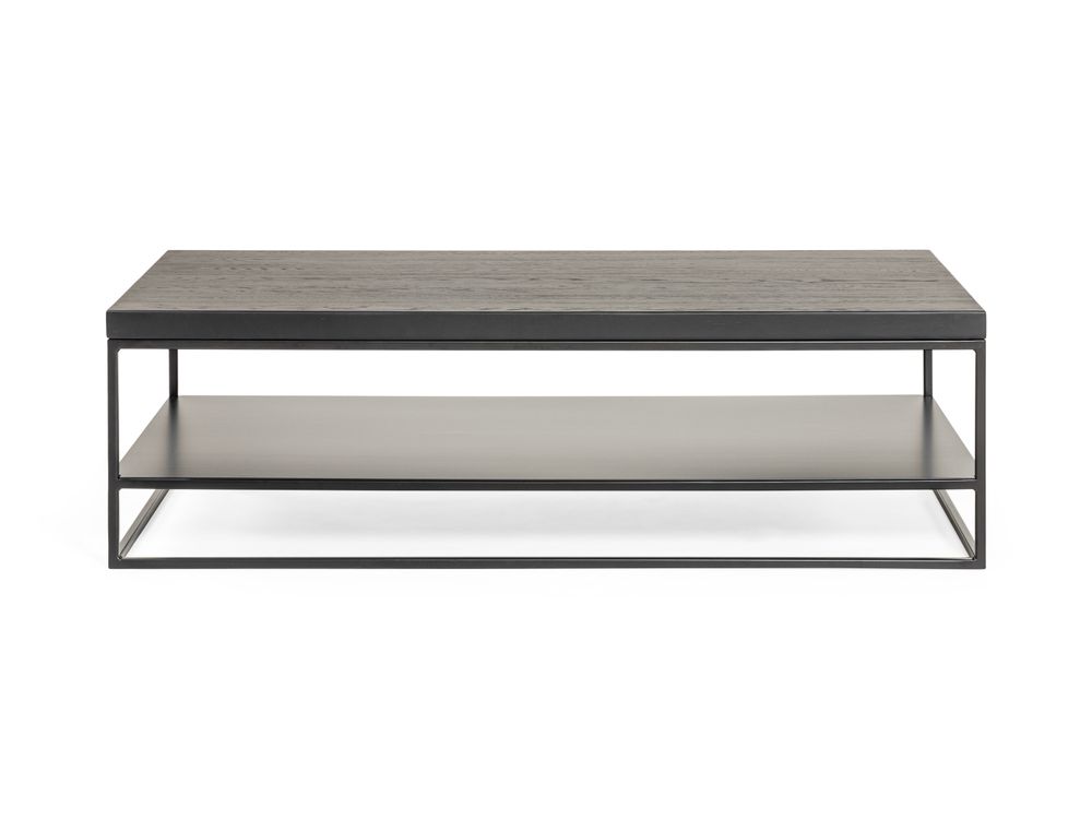 Salontafel GLASGOW - Massief eikenhout/Zwart FDF-18-000060