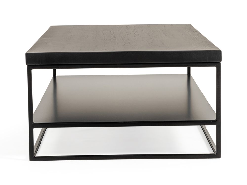 Salontafel GLASGOW - Massief eikenhout/Zwart FDF-18-000060