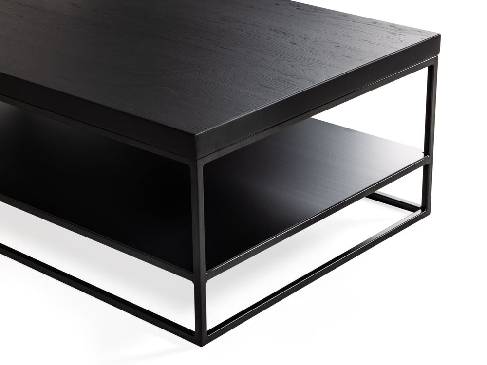 Salontafel GLASGOW - Massief eikenhout/Zwart FDF-18-000060