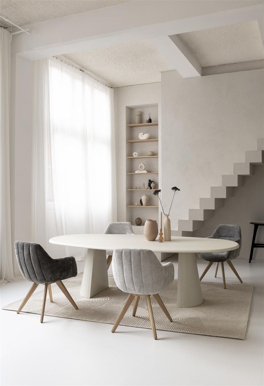 Eetkamertafel ovaal LUND - Stone Skin XOO 46691NEB