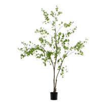 Groene kunstboom ENKIANTHUS van kunststof in zwarte pot.