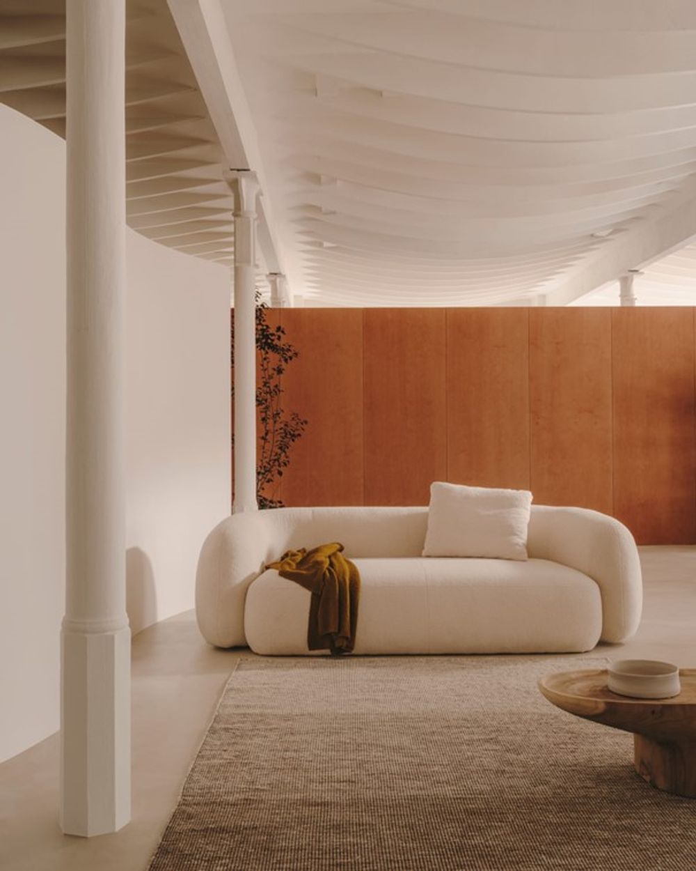 3-zitsbank MARTINA - Witte schapenvacht KAV S83130HI39