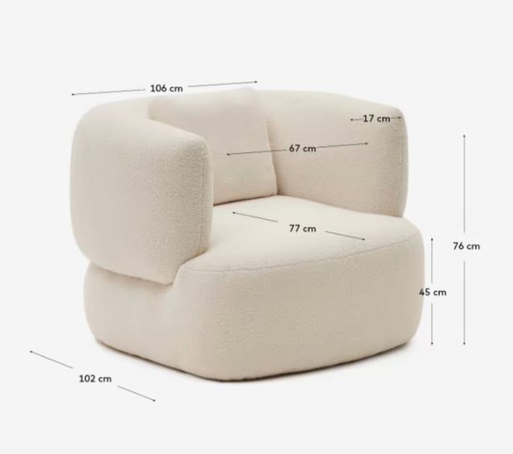 Fauteuil MARTINA - Witte schapenvacht KAV S83110HI39