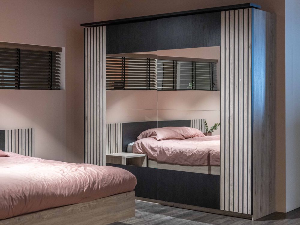 Schuifdeurkast LIMA - Lichtgrijs eiken MBR LI SK25-MOLG