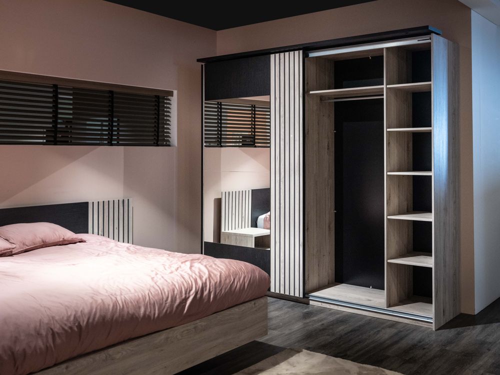 Schuifdeurkast LIMA - Lichtgrijs eiken MBR LI SK25-MOLG