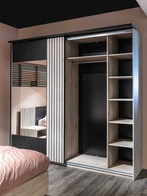 Schuifdeurkast LIMA - Lichtgrijs eiken MBR LI SK25-MOLG