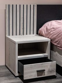 2-persoonbed met 2 nachttafels LIMA - Lichtgrijs e MBR LI LB180-2NK-MOLG