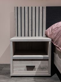 2-persoonbed met 2 nachttafels LIMA - Lichtgrijs e MBR LI LB180-2NK-MOLG