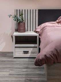 2-persoonbed met 2 nachttafels LIMA - Lichtgrijs e MBR LI LB180-2NK-MOLG