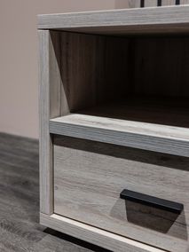 2-persoonbed met 2 nachttafels LIMA - Lichtgrijs e MBR LI LB180-2NK-MOLG