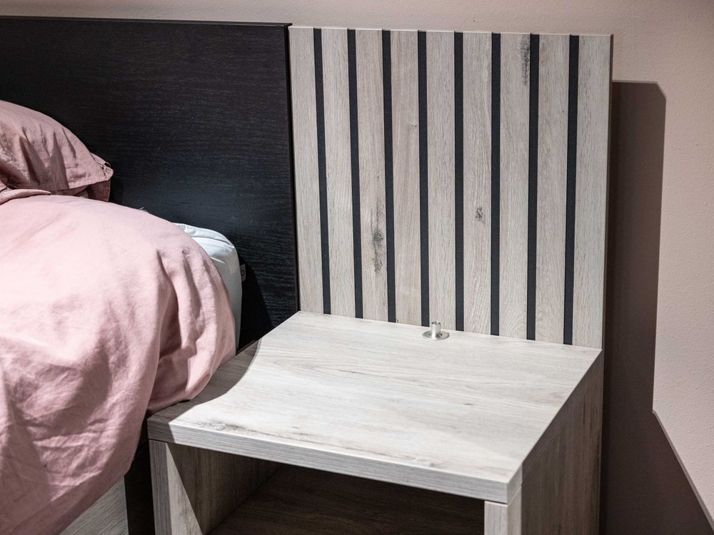 2-persoonbed met 2 nachttafels LIMA - Lichtgrijs e MBR LI LB180-2NK-MOLG