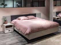 2-persoonbed met 2 nachttafels LIMA - Lichtgrijs e MBR LI LB180-2NK-MOLG