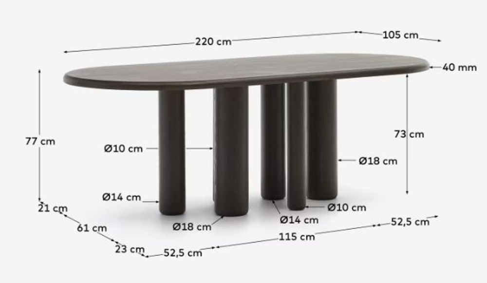 Eetkamertafel MAILEN - Donker essenfineer KAV T0100053MM51