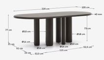 Eetkamertafel MAILEN - Donker essenfineer KAV T0100053MM51