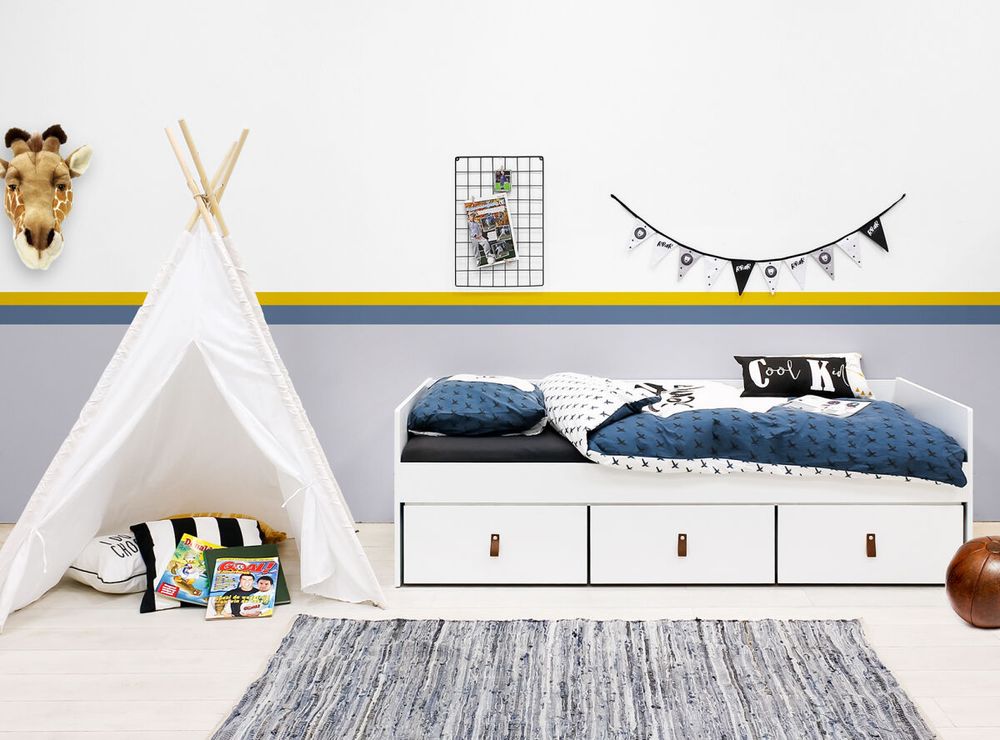 Bedbank INDY met 3 laden - Wit/naturel C-BOP IN BB