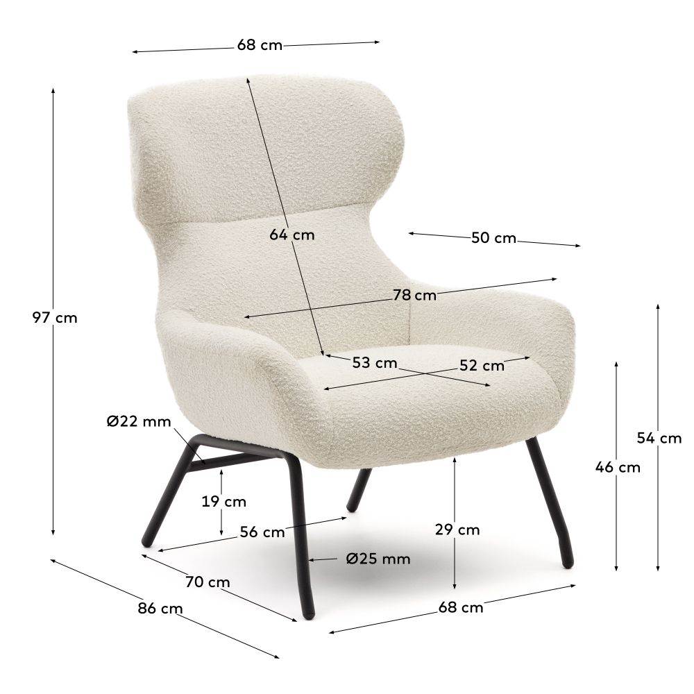 Fauteuil BELINA - Witte schapenvacht KAV S0900041J33