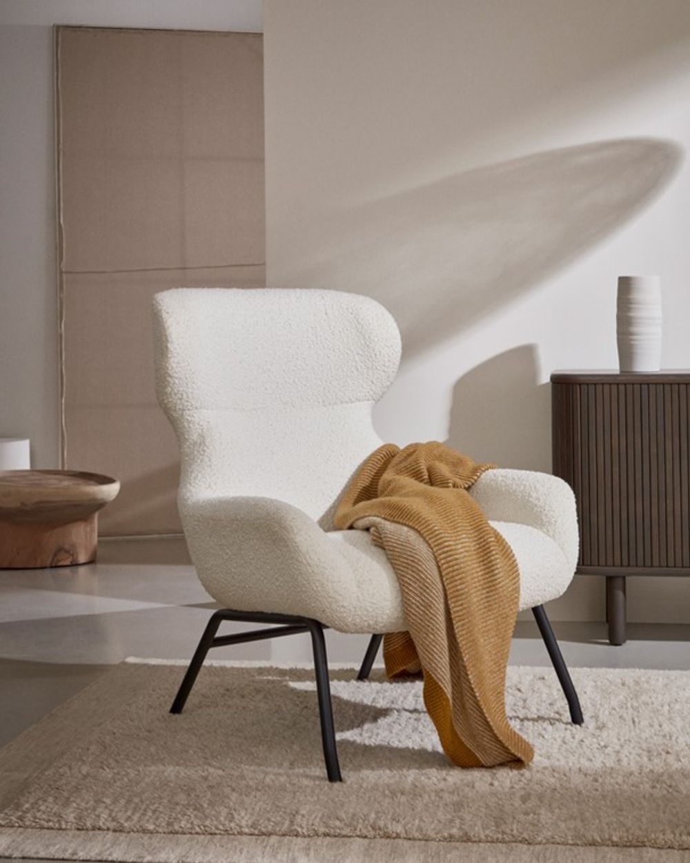Fauteuil BELINA - Witte schapenvacht KAV S0900041J33