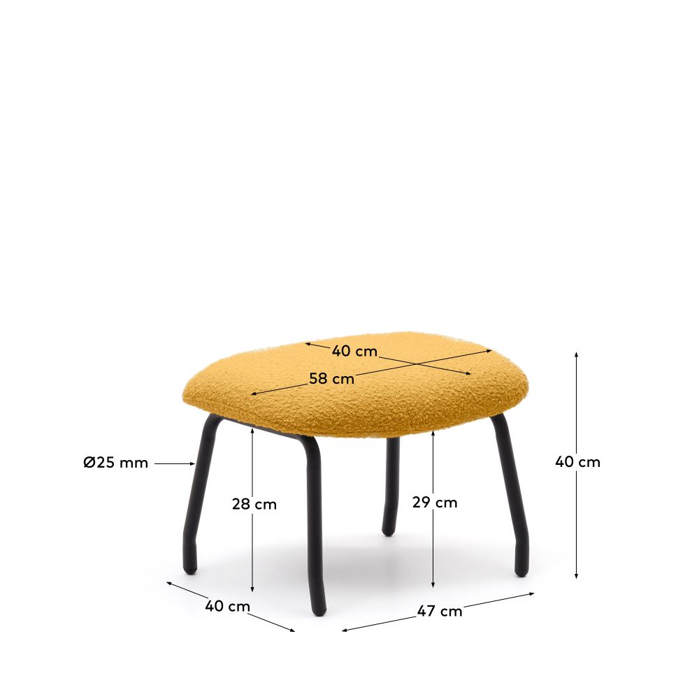Voetenbank BELINA - Witte schapenvacht KAV S1500003J81