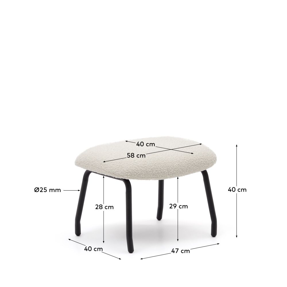Voetenbank BELINA - Witte schapenvacht KAV S1500002J33