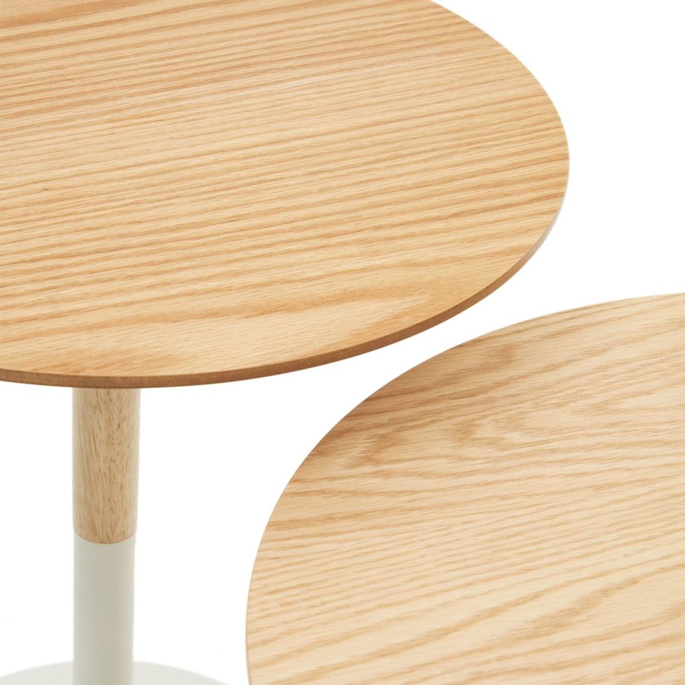 Set 2 bijzettafels WATSE - Eikenhout/Wit KAV T0500009RR05