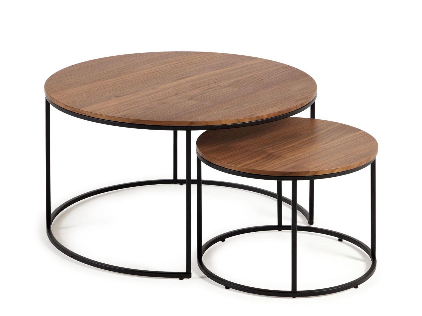 Set 2 bijzettafels YOANA - Walnootfineer KAV T0600008MM41