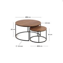 Set 2 bijzettafels YOANA - Walnootfineer KAV T0600008MM41