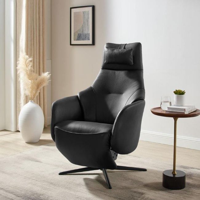 Elektrische relaxfauteuil RANA - Zwart leder