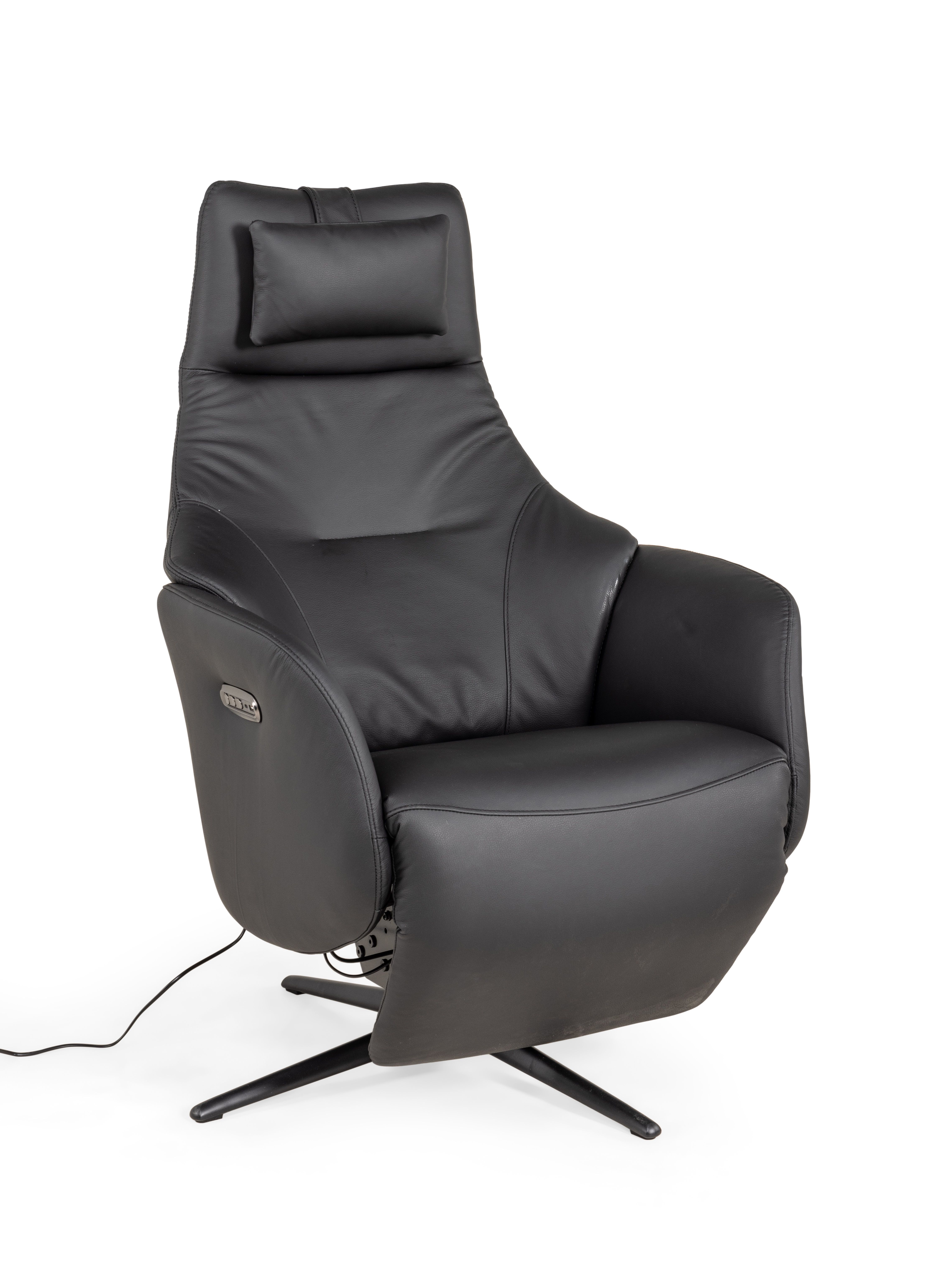 Elektrische relaxfauteuil RANA - Zwart leder MED RA RXE-A-A804