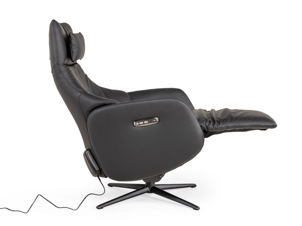 Elektrische relaxfauteuil RANA - Zwart leder MED RA RXE-A-A804