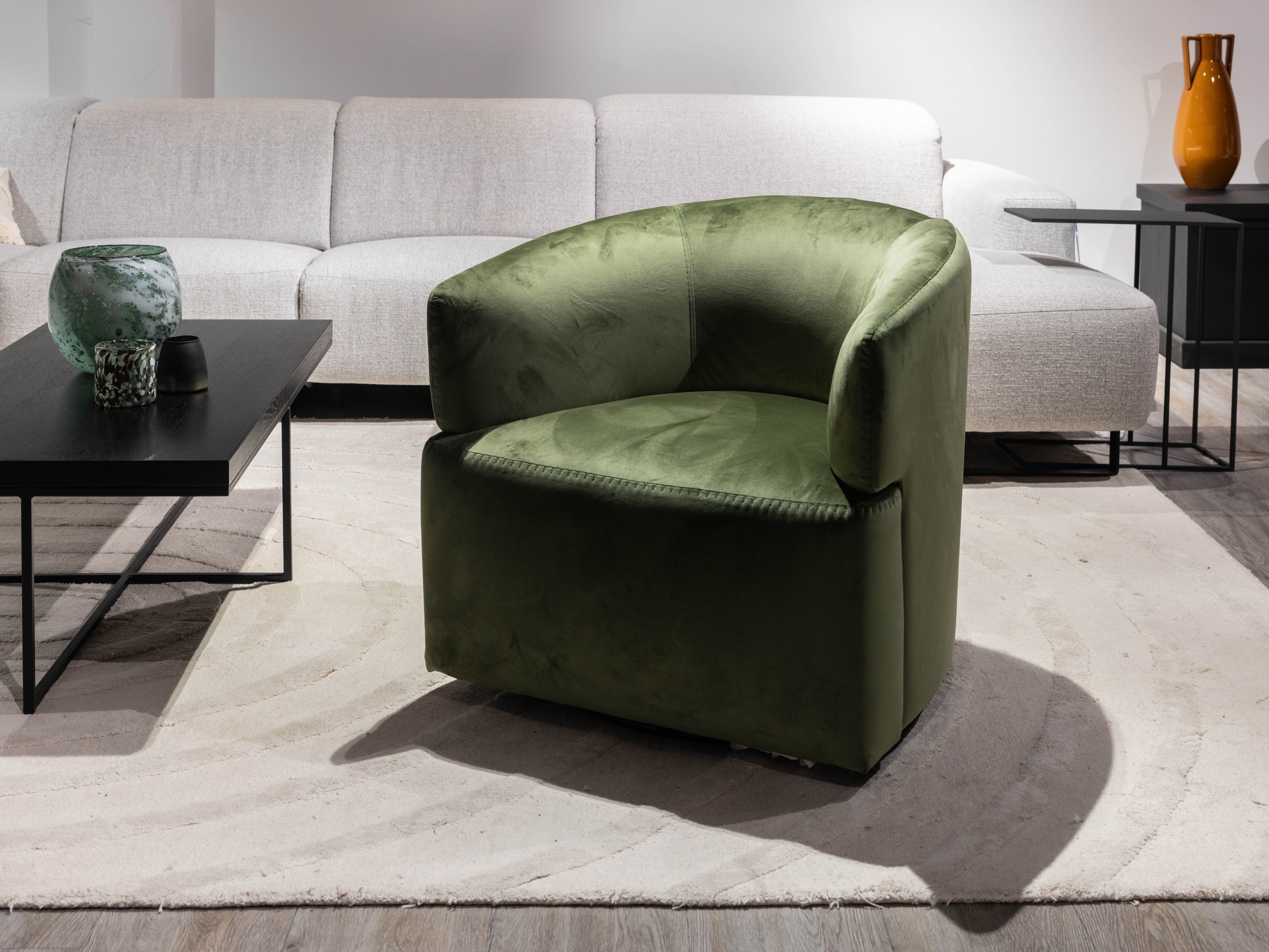 Fauteuil met draaivoet PIROUETTE - Groen velvet