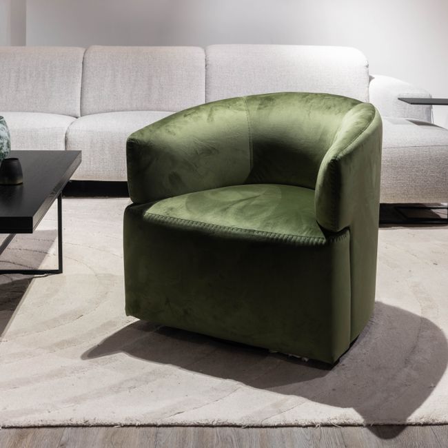 Fauteuil met draaivoet PIROUETTE - Groen velvet