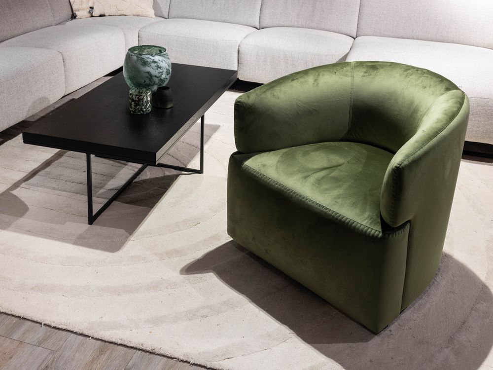 Fauteuil met draaivoet PIROUETTE - Groen velvet CAL-135-000026-DO3922