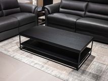 Salontafel GLASGOW - Massief eikenhout/Zwart FDF-18-000060