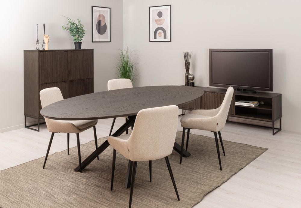 Ovale tafel COX - Zwart hout/metaal TRS CO 3708-921