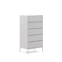 VEDRANA commode van wit staal met 5 laden en slanke poten.