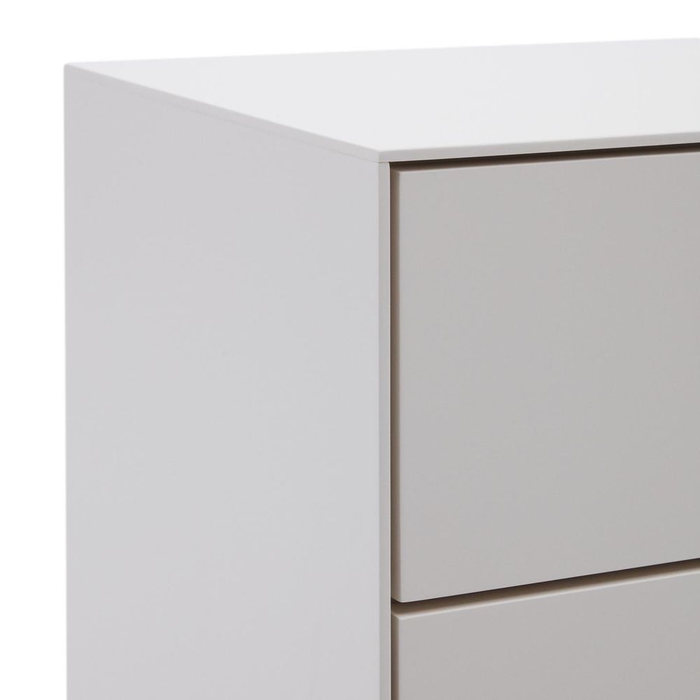 Witte VEDRANA commode van spaanplaat met 2 grijze laden.