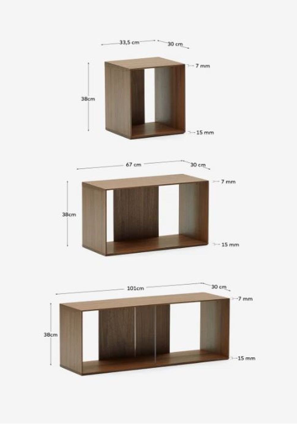 Set modulaire rekken LITTO - Walnootfineer KAV M1400011MM41