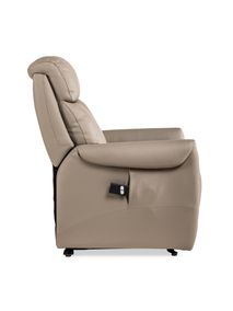 Elektrische relaxfauteuil BERTHO - Taupe leder DEZ BR RXE1ML