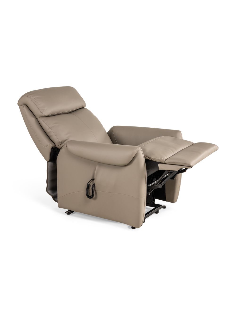 Elektrische relaxfauteuil BERTHO - Taupe leder DEZ BR RXE1ML