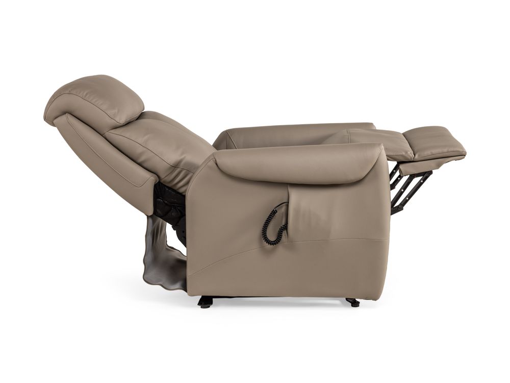 Elektrische relaxfauteuil BERTHO - Taupe leder DEZ BR RXE1ML