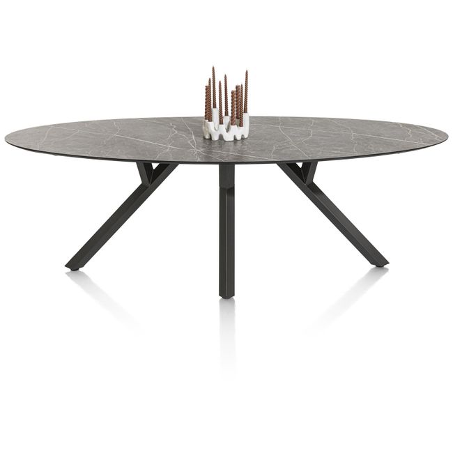 Eetkamertafel MINATO - Lichtgrijze marmerlook