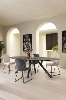 Eetkamertafel MINATO - Lichtgrijze marmerlook XOO 46896LGR